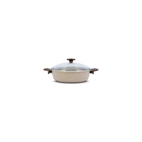 ThermoAD Döküm Granit Basık Tencere 28 Cm vizon ThermoAD Döküm Granit Basık Tencere 28 Cm vizon